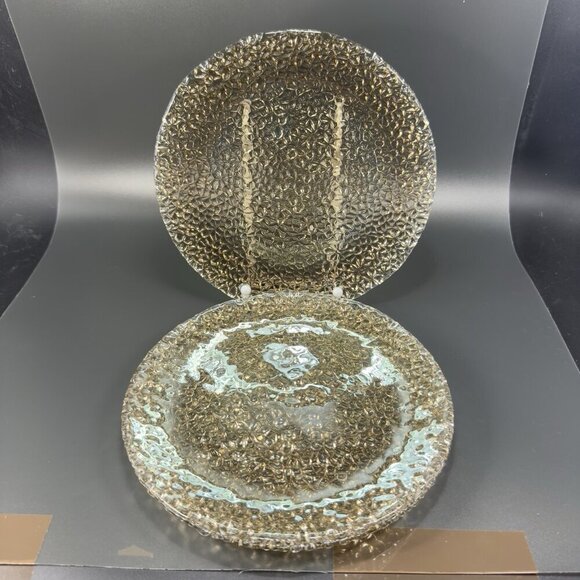 Vetropuro Clear Turkish Bubble Pebble Ice Glass Textured Plates Dishes Set 3 - Picture 11 of 11